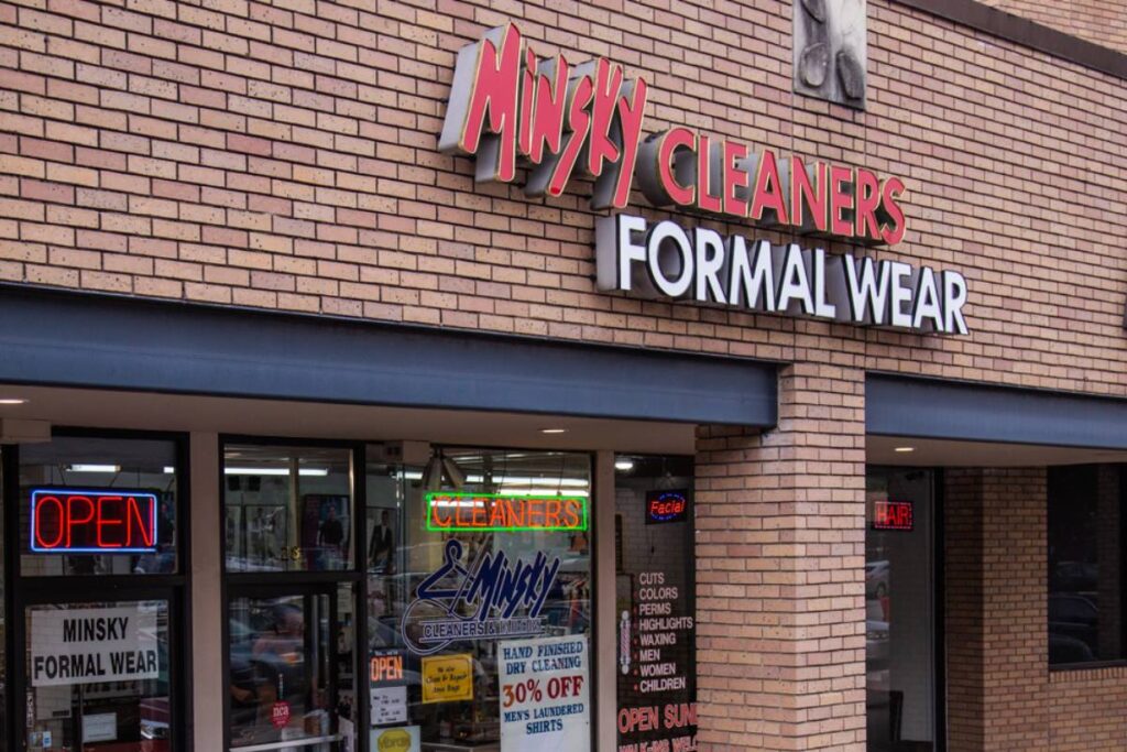 Contact us at Minskys Formalwear and dry cleaners